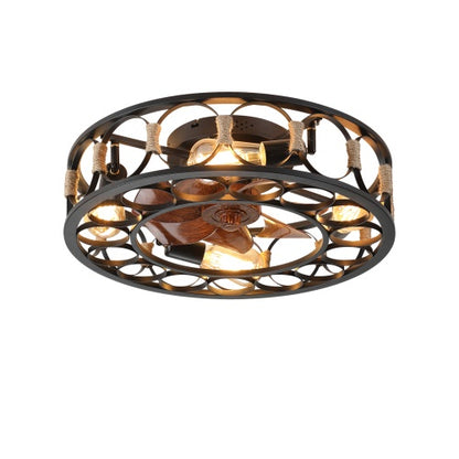 Cage Ceiling Low-profile Built-in Modern Ceiling Fan, 6 Speed Reversible Blades,