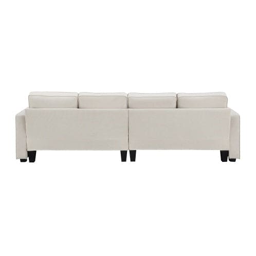 Modern Linen With Armrest Pockets And 4 Pillows,Minimalist Style Couch For Living Room,