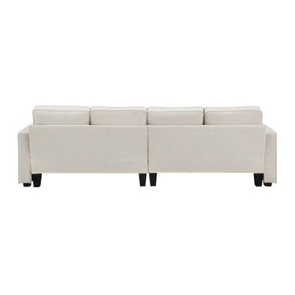 Modern Linen With Armrest Pockets And 4 Pillows,Minimalist Style Couch For Living Room,