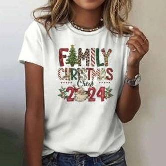 Merry Chrismas New Year Santa Round Neck Short Sleeve Women's T-shirt