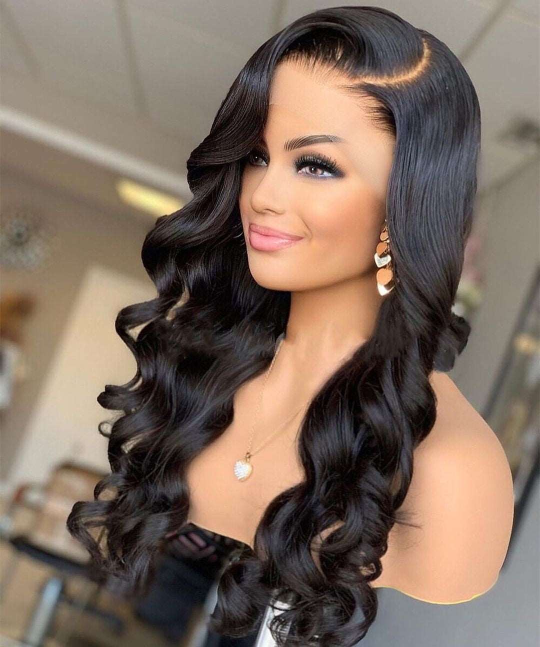 26Inch Long Water Wave Synthetic Lace Front Wigs For Women With Baby Hair Heat Resistant Fiber Hair Daily Wear Wigs 180%Density Gimme that