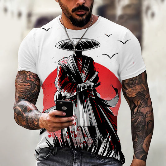 Men's Summer Trendy Ninja Printed Top Casual Short Sleeve C.j Dropshipping