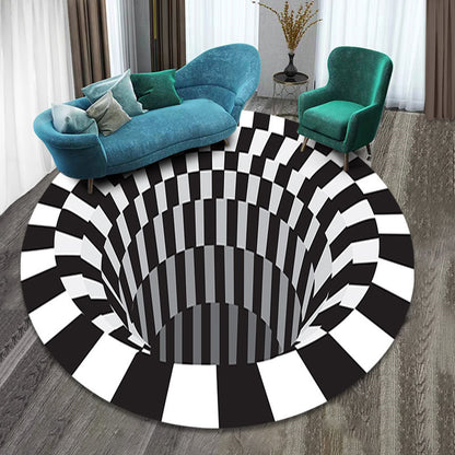 3D Vortex Carpet Black White Grid Bottomless Hole Illusion Rug Living Room Bedroom Anti-Slip Floor Mats Home Fashion Carpet Rugs - GimmeWarehouse