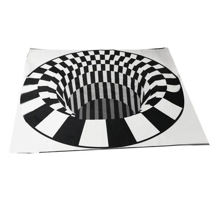 3D Vortex Carpet Black White Grid Bottomless Hole Illusion Rug Living Room Bedroom Anti-Slip Floor Mats Home Fashion Carpet Rugs - GimmeWarehouse