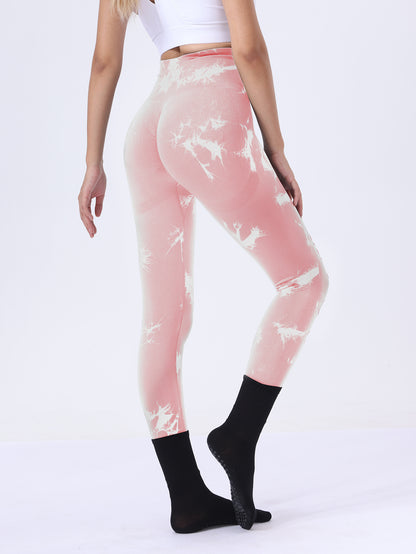 Butt Lifting Yoga Gym Athletic Pants, Hollow Out Tummy Control Sports Leggings Tie Dye Running Pants C.j Dropshipping