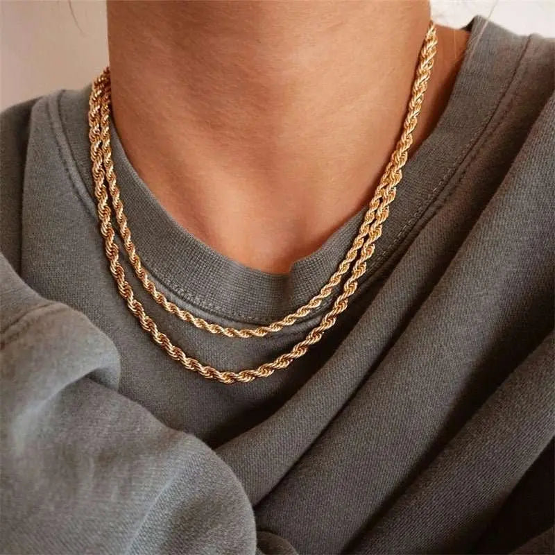 New Necklace 3mm/4mm Twist Chain Necklace Stainless Steel Necklace Gimme that