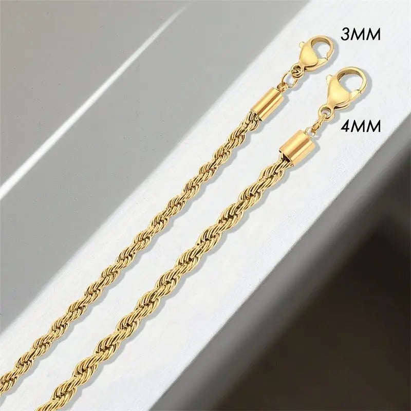 New Necklace 3mm/4mm Twist Chain Necklace Stainless Steel Necklace Gimme that