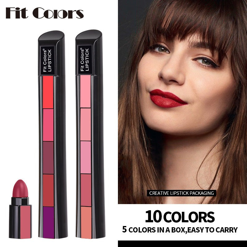 5 Colors Matte Velvet Lipstick Waterproof Sweatproof Lip Gloss Duration Colorfast Lipstick Non Stick Cup Lip Gloss Cosmetics - GimmeWarehouse