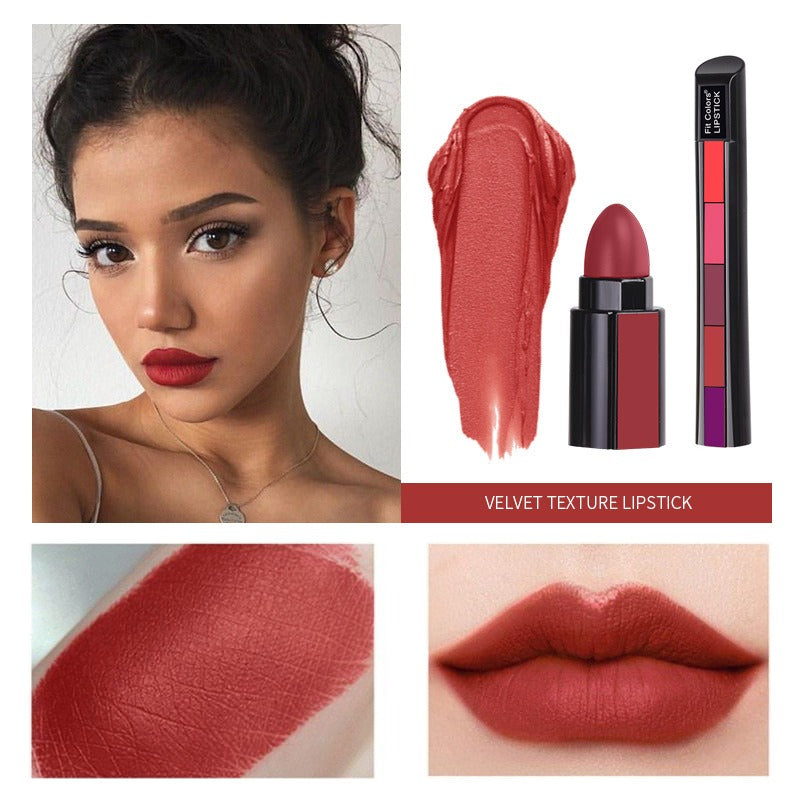 5 Colors Matte Velvet Lipstick Waterproof Sweatproof Lip Gloss Duration Colorfast Lipstick Non Stick Cup Lip Gloss Cosmetics - GimmeWarehouse