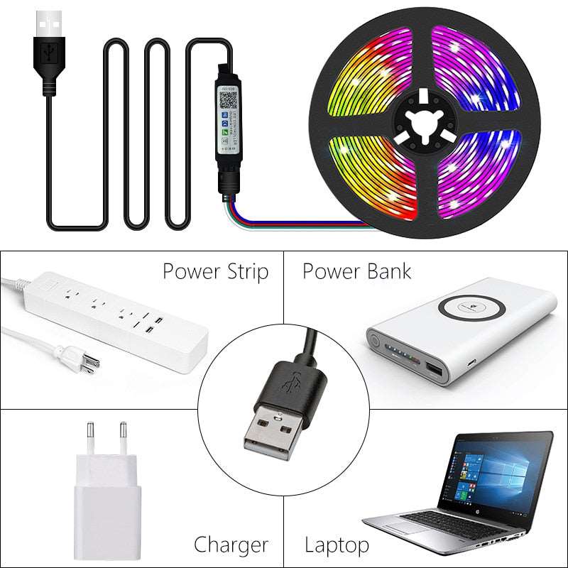 5V USB WIFI Bluetooth Waterproof RGB Stirip lights - GimmeWarehouse