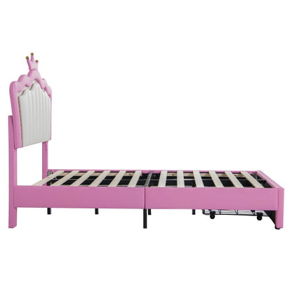 Twin Size Upholstered Bed Frame With LED Lights - Modern Princess Bed - DreamFurniture