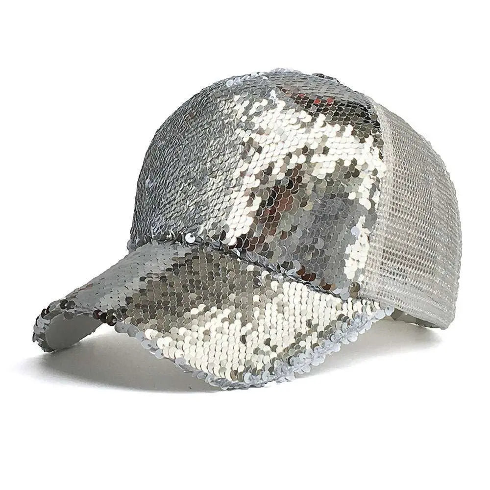 6-Color Sequins Mesh SunShade Baseball Cap - GimmeWarehouse