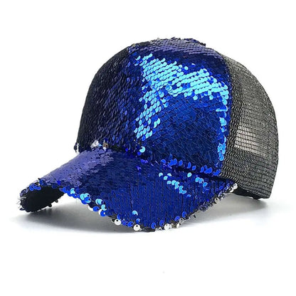 6-Color Sequins Mesh SunShade Baseball Cap - GimmeWarehouse