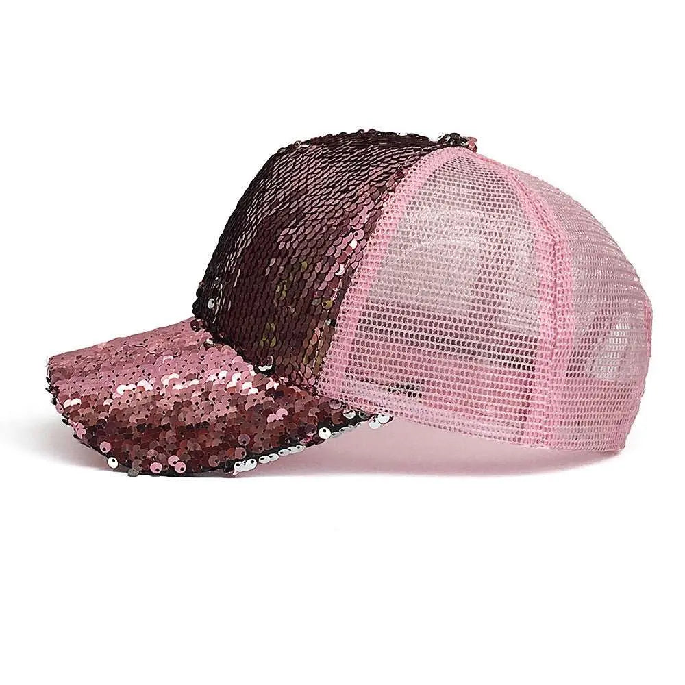 6-Color Sequins Mesh SunShade Baseball Cap - GimmeWarehouse