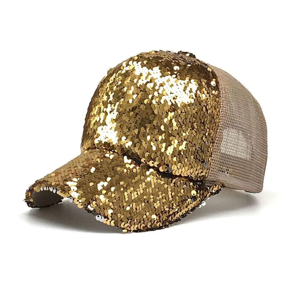 6-Color Sequins Mesh SunShade Baseball Cap - GimmeWarehouse