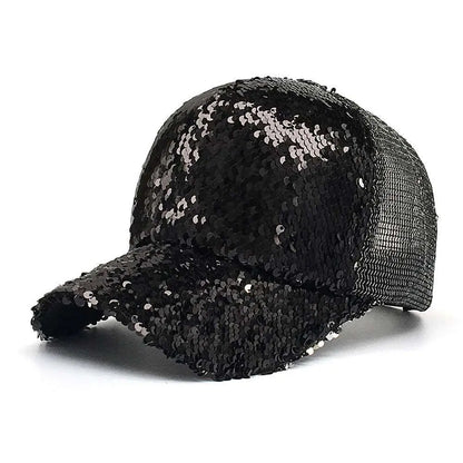 6-Color Sequins Mesh SunShade Baseball Cap - GimmeWarehouse