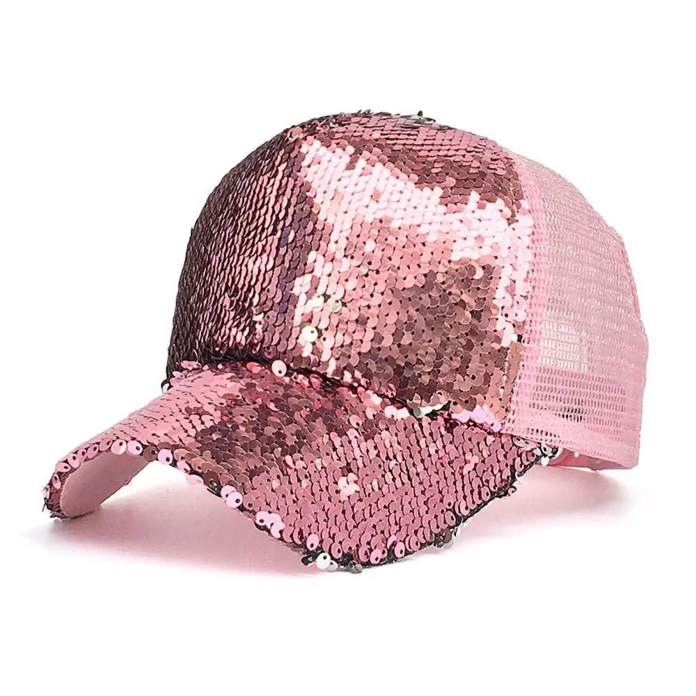 6-Color Sequins Mesh SunShade Baseball Cap - GimmeWarehouse