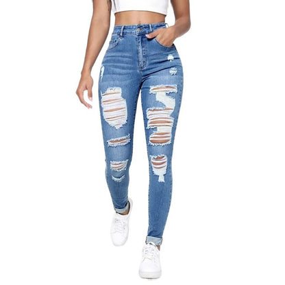 Skinny Jeans Women's High Waist Slim Fit Slimming Holes Skinny Pants C.j Dropshipping