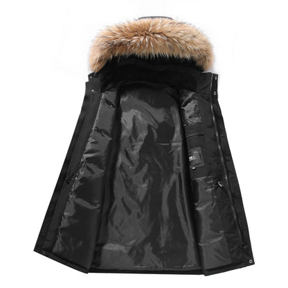 Down Jacket Mid-length Fur Collar Winter Men's Hooded Winter Clothing