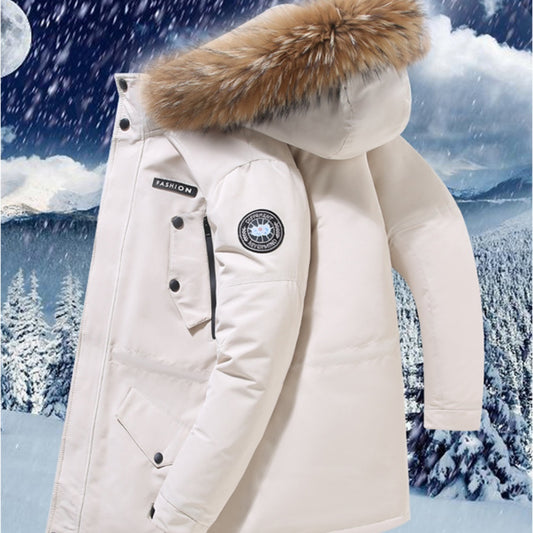 Down Jacket Mid-length Fur Collar Winter Men's Hooded Winter Clothing