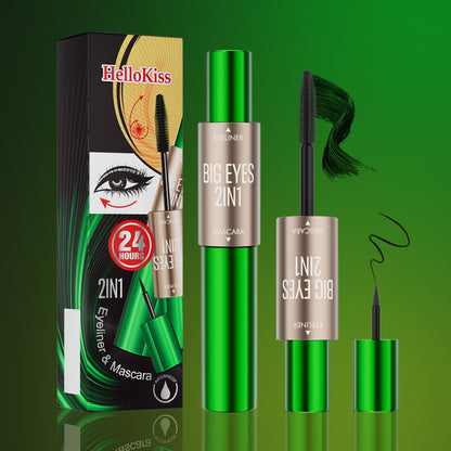 2-in-1 long and thick double-ended mascara, natural and smooth, no smudge cross-border makeup eyeliner eprolo