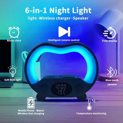 6 In 1 Smart Table Lamp | Remote Control | Wireless Charger - BrightTech