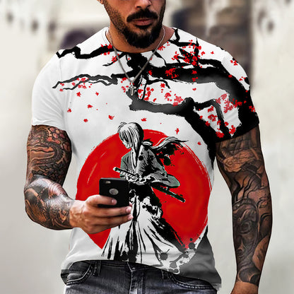 Men's Summer Trendy Ninja Printed Top Casual Short Sleeve C.j Dropshipping