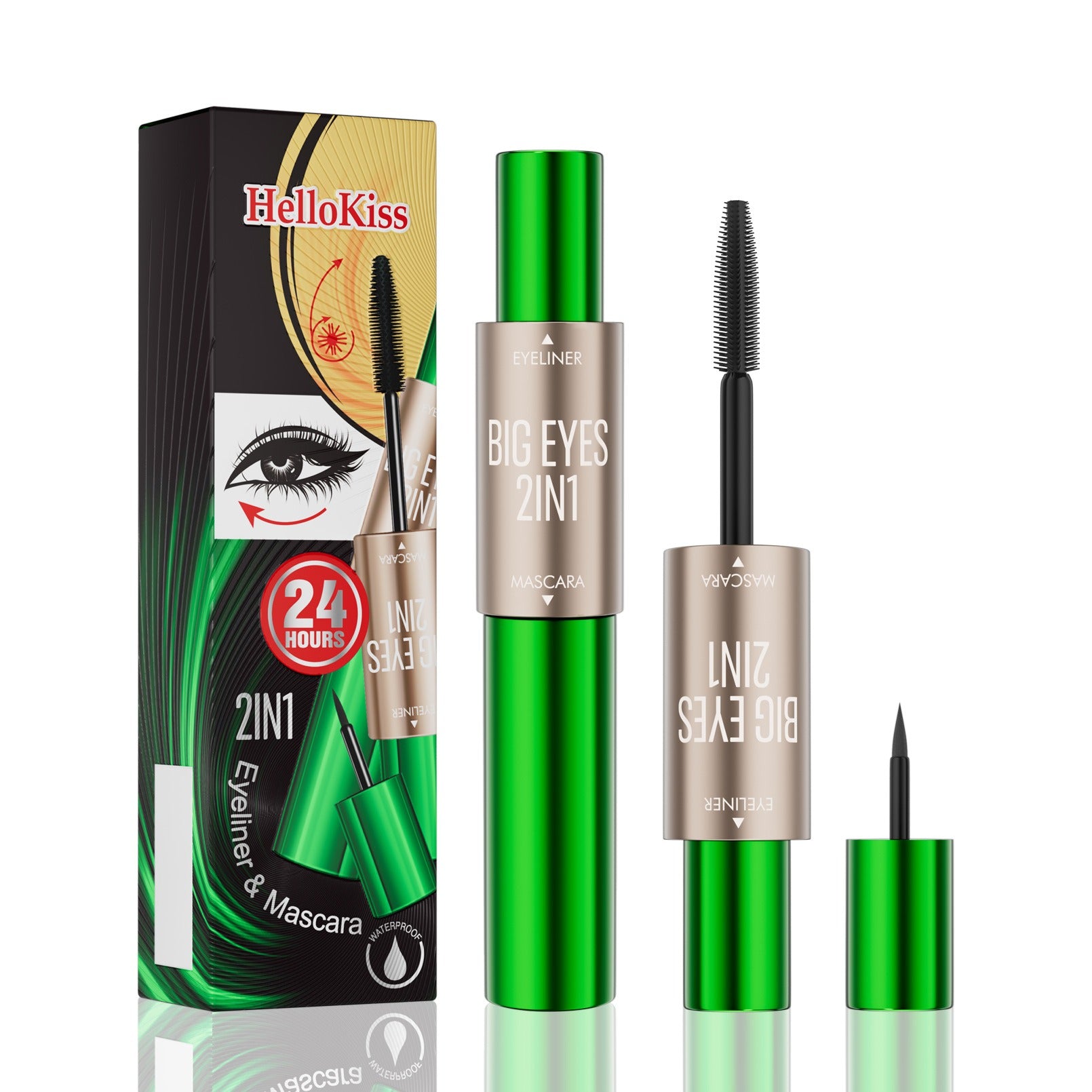 2-in-1 long and thick double-ended mascara, natural and smooth, no smudge cross-border makeup eyeliner eprolo