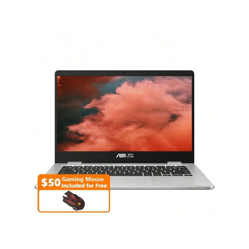 ASUS Chromebook C424 14" Laptop, Intel Celeron N4020, 4GB RAM, 384GB Storage (128GB eMMC + 256GB SD), with Gaming Mouse