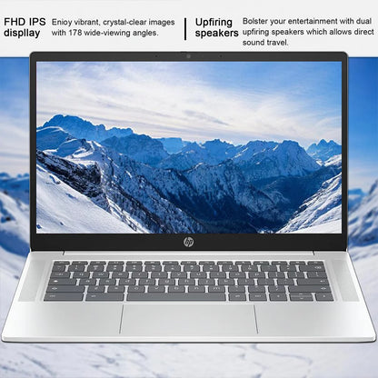 HP 2024 Newest Chromebook 14 inch FHD Laptop,Intel Processor N100,4GB LPDDR5 RAM,64GB eMMC,Intel UHD Graphics,Chrome OS,Silver