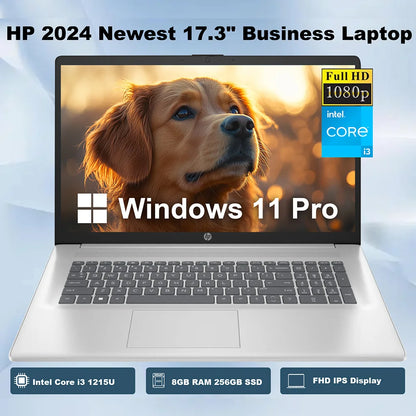 HP 2024 Newest 17.3" Business Laptop,FHD IPS Laptop,Intel Core i3 1215U,8GB RAM 256GB SSD,Intel UHD Graphics,Windows 11 Pro