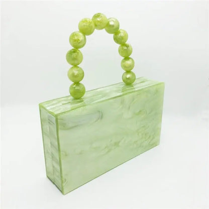 Apple Green Beaded Handle Small Square Bag - GimmeWarehouse