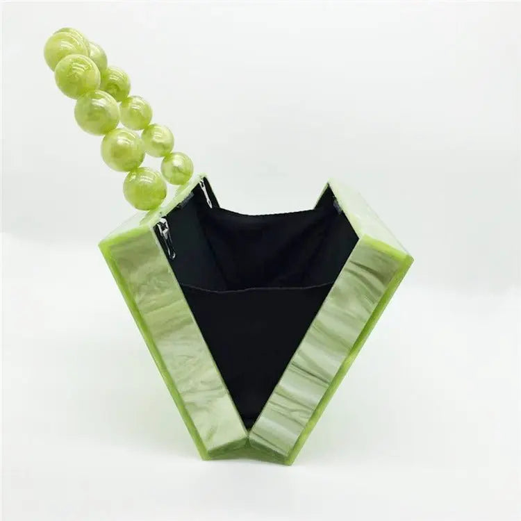 Apple Green Beaded Handle Small Square Bag - GimmeWarehouse