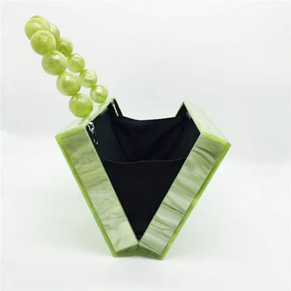 Apple Green Beaded Handle Small Square Bag - GimmeWarehouse