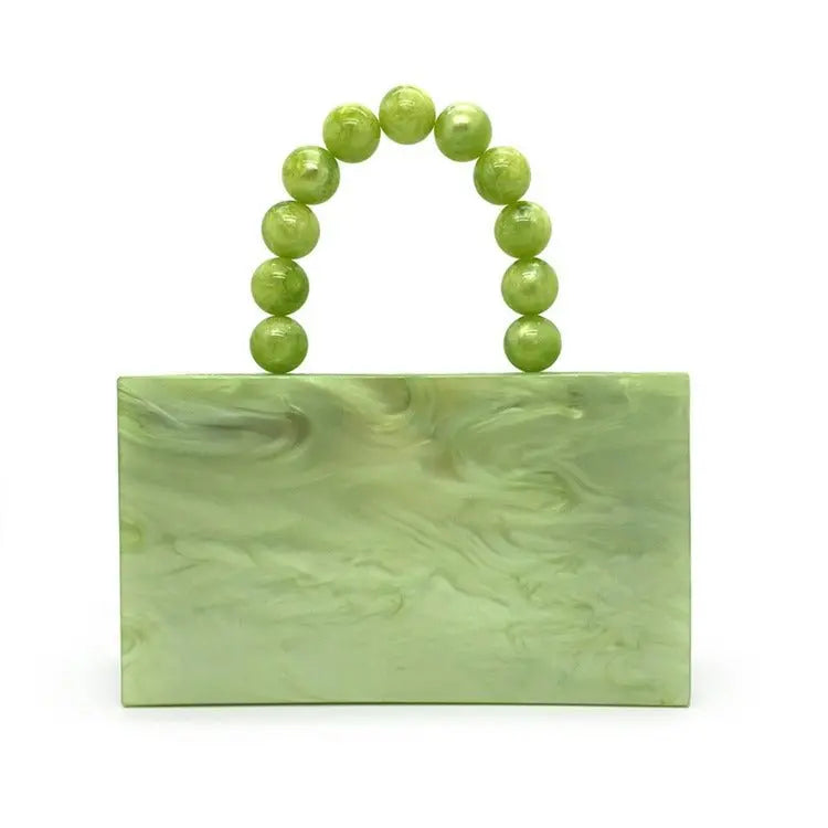 Apple Green Beaded Handle Small Square Bag - GimmeWarehouse