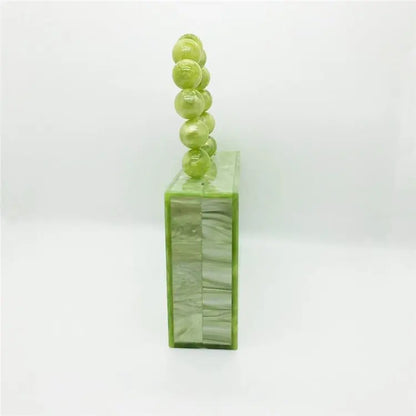 Apple Green Beaded Handle Small Square Bag - GimmeWarehouse