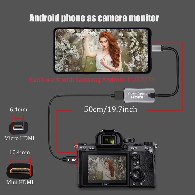 BFOLLOW Android Phone Tablet as Camera Monitor Camcorder HDMI Adapter for Vlog Youtuber Filmmaker DSLR Video Capture Card - GimmeWarehouse