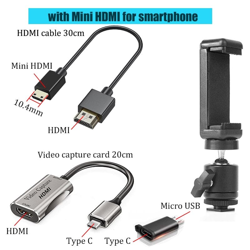 BFOLLOW Android Phone Tablet as Camera Monitor Camcorder HDMI Adapter for Vlog Youtuber Filmmaker DSLR Video Capture Card - GimmeWarehouse