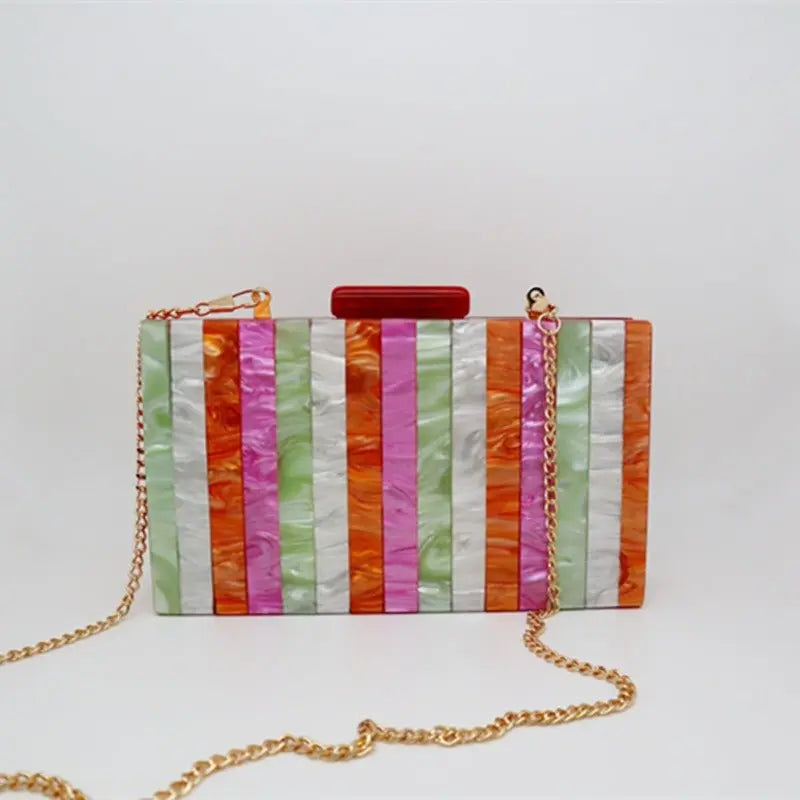 Candy Striped  Pearl Vertical Handbag - GimmeWarehouse