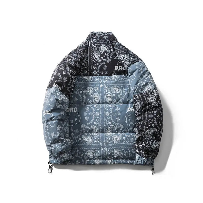 Cashew Flower Full Contrast Stitch Down Jacket Men - GimmeWarehouse