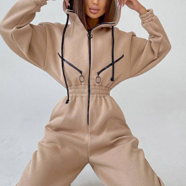 Casual Women Basic Hoodie Two Piece Sets Zipper Drawstring - GimmeWarehouse