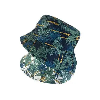 Spring and Summer Coconut Print Reversible Fisherman Hat Women's Korean-Style Trendy Japanese Sun Hat Travel Sun-Shade Sun Protection Hat Trendy Gimme that