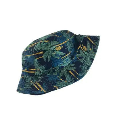 Spring and Summer Coconut Print Reversible Fisherman Hat Women's Korean-Style Trendy Japanese Sun Hat Travel Sun-Shade Sun Protection Hat Trendy Gimme that