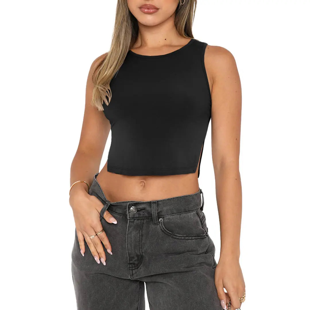 Comfort Slit Sleeveless Top Tank - GimmeWarehouse