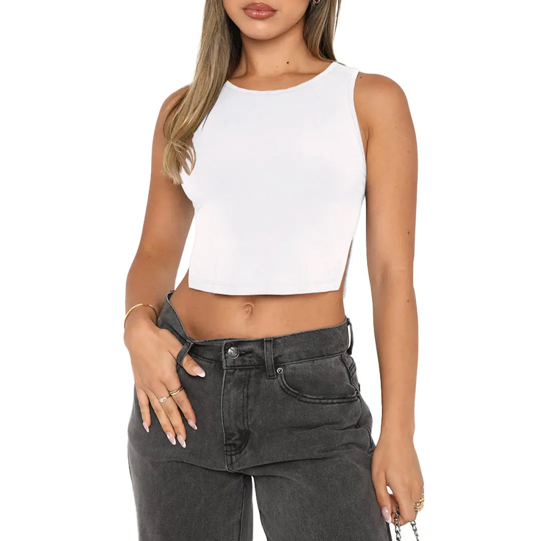 Comfort Slit Sleeveless Top Tank - GimmeWarehouse