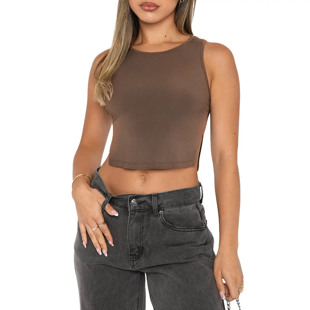 Comfort Slit Sleeveless Top Tank - GimmeWarehouse