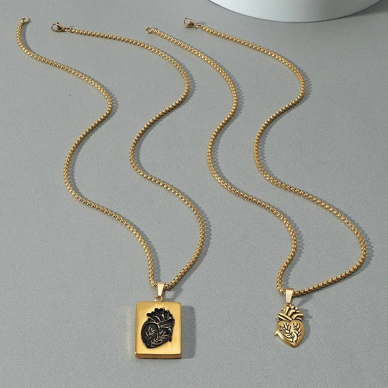 Creative Heart Pendant Gold and Silver Personalized Necklace - GimmeWarehouse