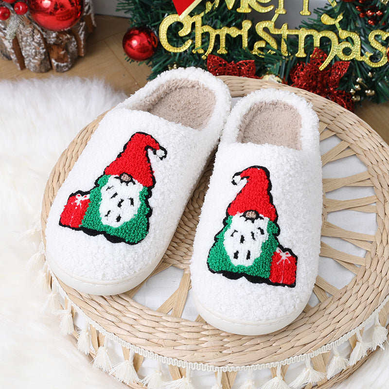 Cute Cartoon Santa Claus Home Slippers Couple Indoor Floor Bedroom Slipper Christmas Warm Shoes Women Men - GimmeWarehouse