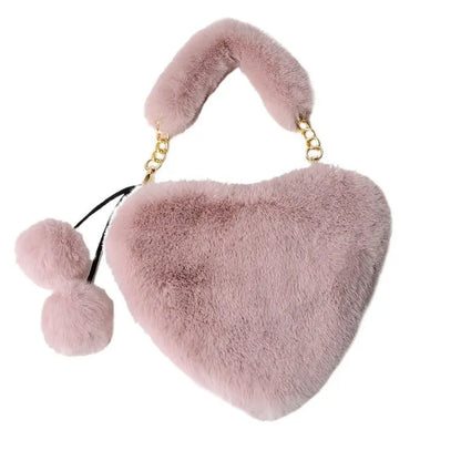 Cyber Red Fashion Plush Heart shaped Bag Women's Handbag Obliquely Straddle with Heart Heart Love Hairpin Wallet Gimme that