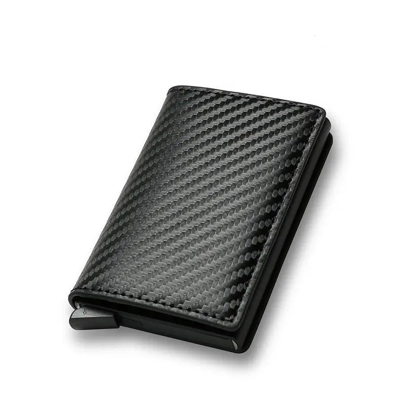 DIENQI Carbon Fiber Card Holder Black Magic Leather Wallet - GimmeWarehouse